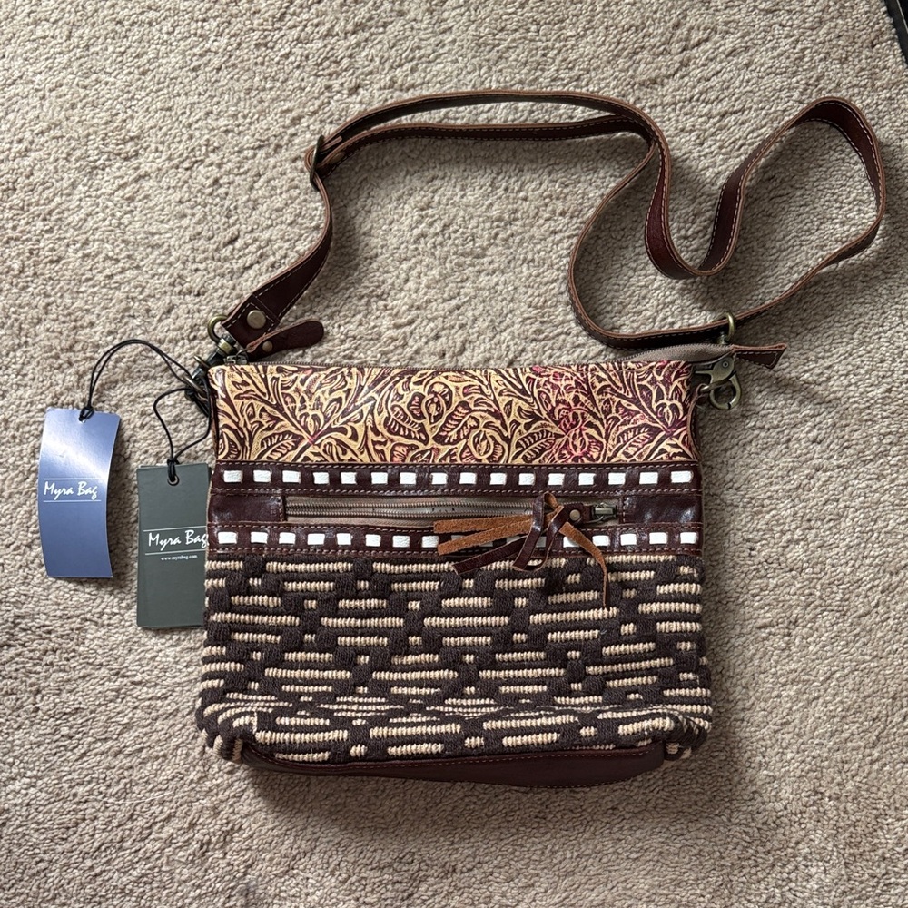 Myra Bag Multicolor Crossbody with Brown Accents